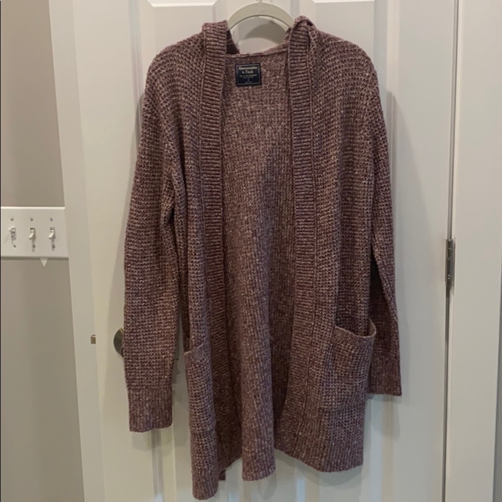 Abercrombie & Fitch Mauve Knit Open-Front Cardigan